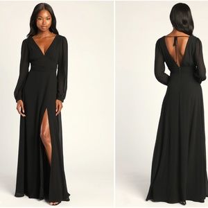 Lulus Love You So Black Long Sleeve Maxi Dress Size Medium and Small